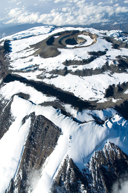 Kilimanjaro with vulcanic ash cone and pit, &lt;p&gt;Southern Ice field (foreground), Tanzania