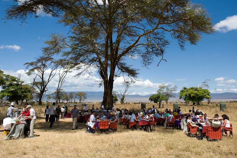Clients having lunch in Ngorongoro Crater, Tanzania